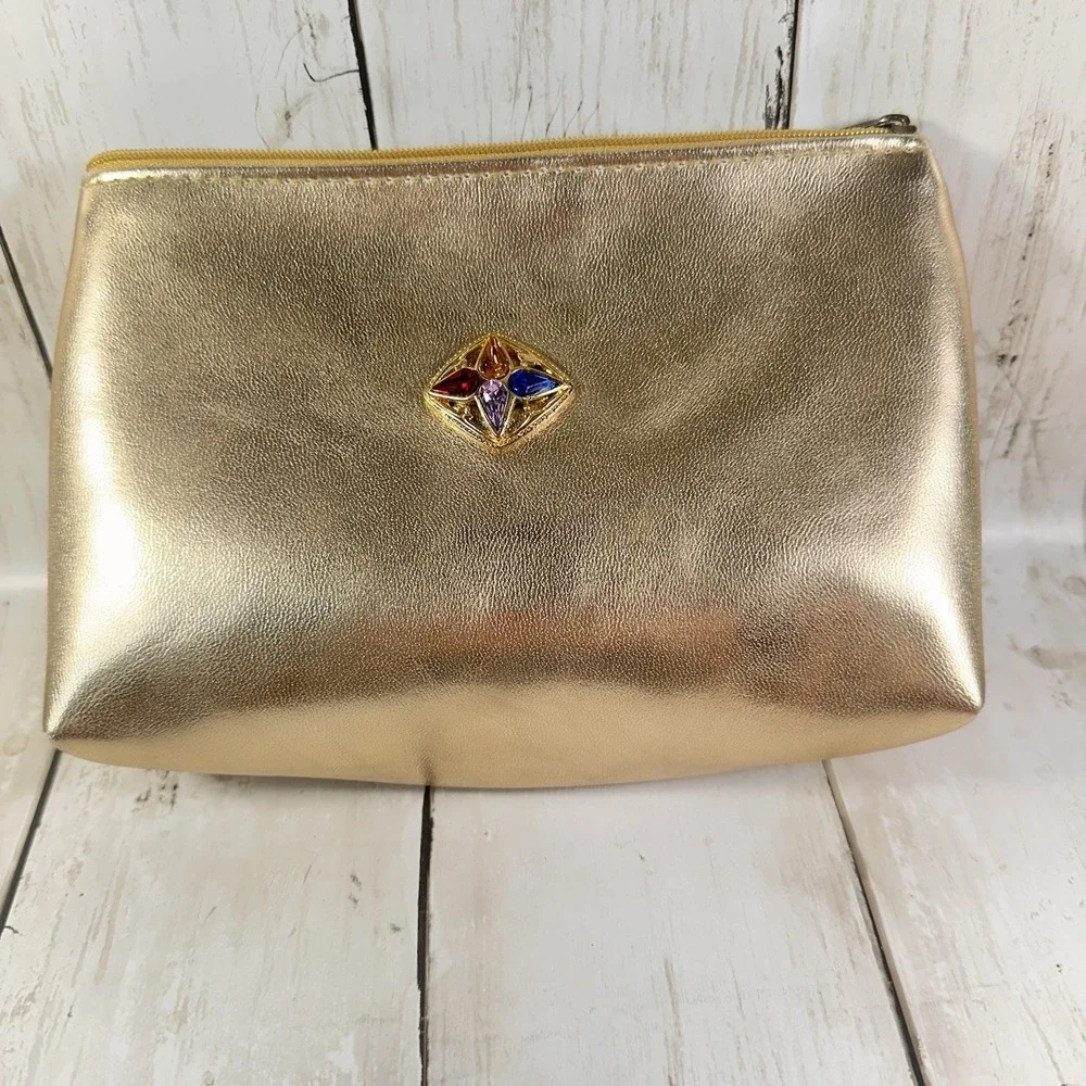 Cityside Hollywood Florida Vintage‎ Zip Clutch Purse Gold